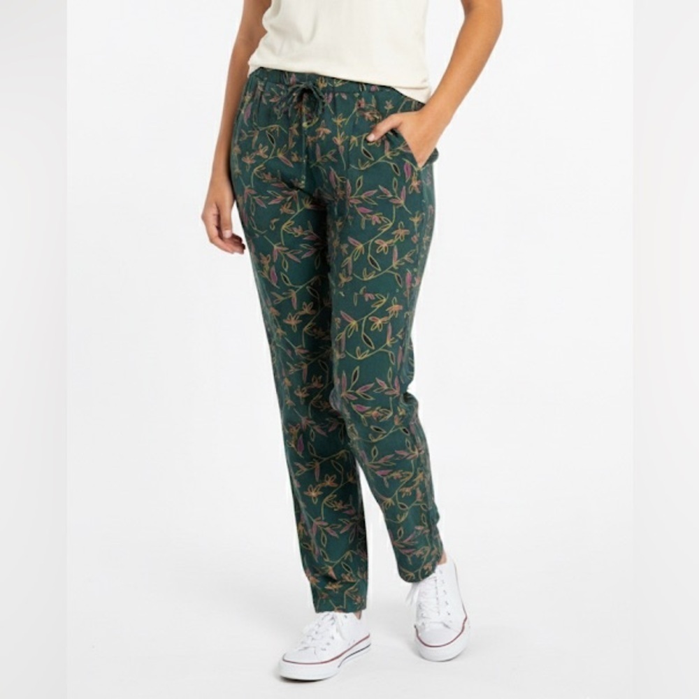 NWT See U Soon Anthropologie Green Purple Floral Trouser Pants Office Sz 4